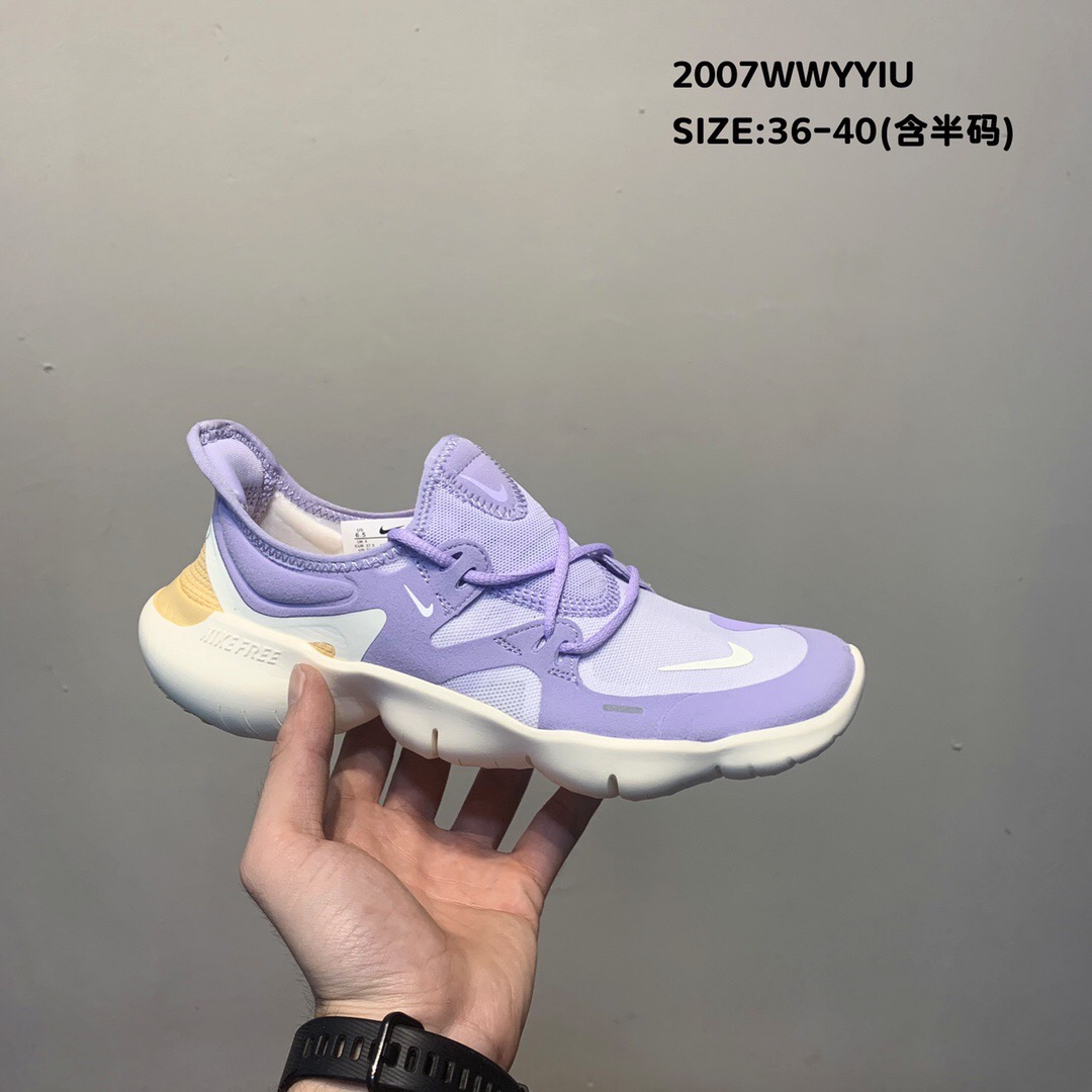 2020 Nike Free Rn 5.0 2019 Light Purple Yellow Running Shoes